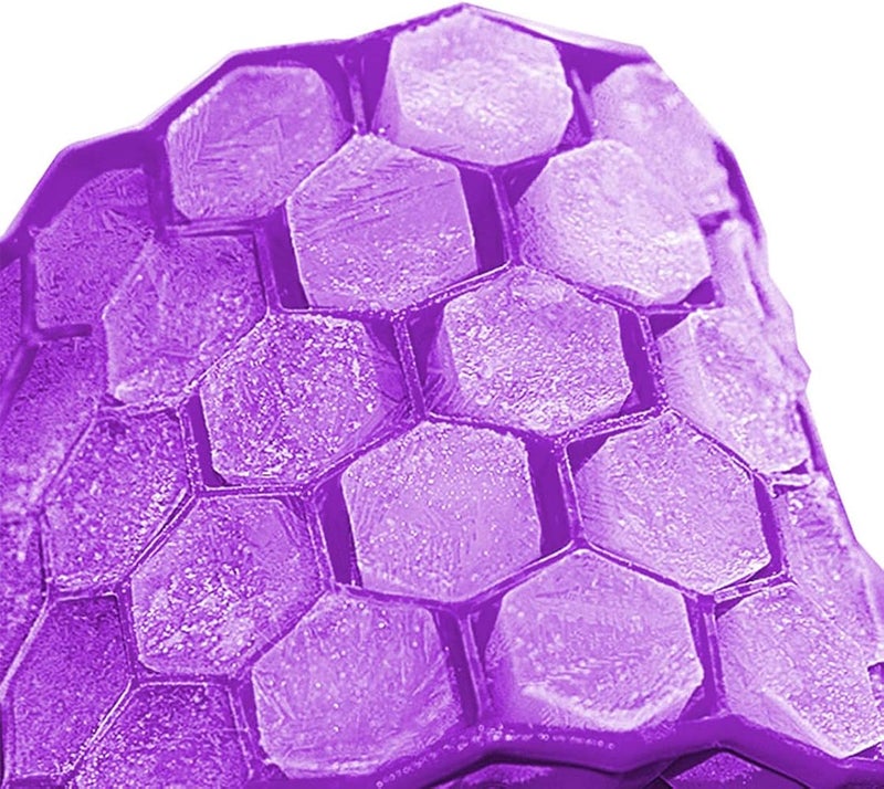 Ibama silicone flexible ice cube trays with lid, 37 cubes ice trays for chilled drinks, whiskey & cocktails, stackable honeycomb shape safe ice cube trays (purple) - Image 4
