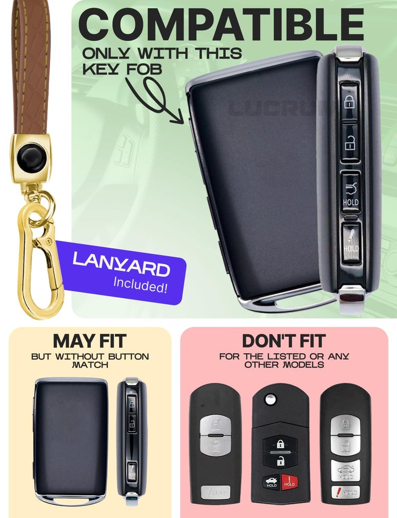 Lucrum Compatible with Mazda CX5 Key Fob Cover & Leather Keychain - TPU Keyfob Case for 3, 6, CX-5, CX-9, CX-30, CX-50, CX-70 (2019-2025) - Leo Vibe - Image 2