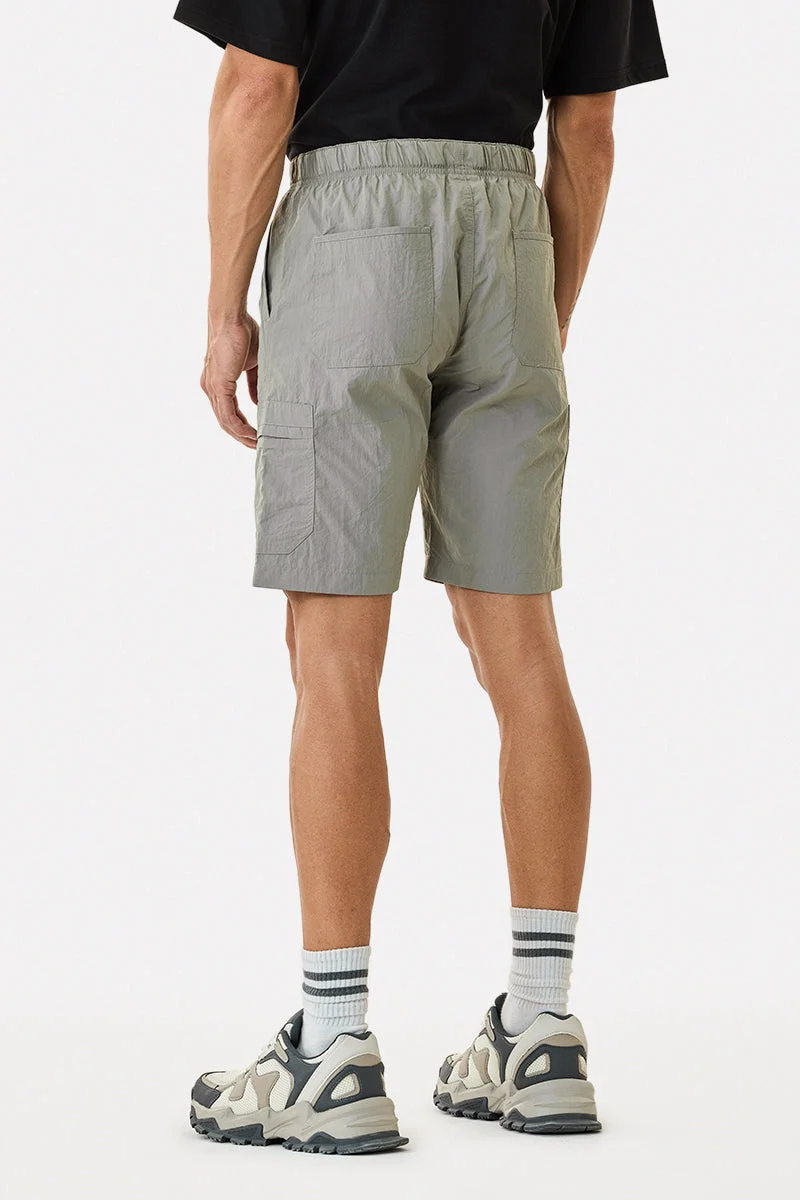 SNITCH Grey Crushed 100% Nylon Cargo Shorts for Men | Best Price UAE