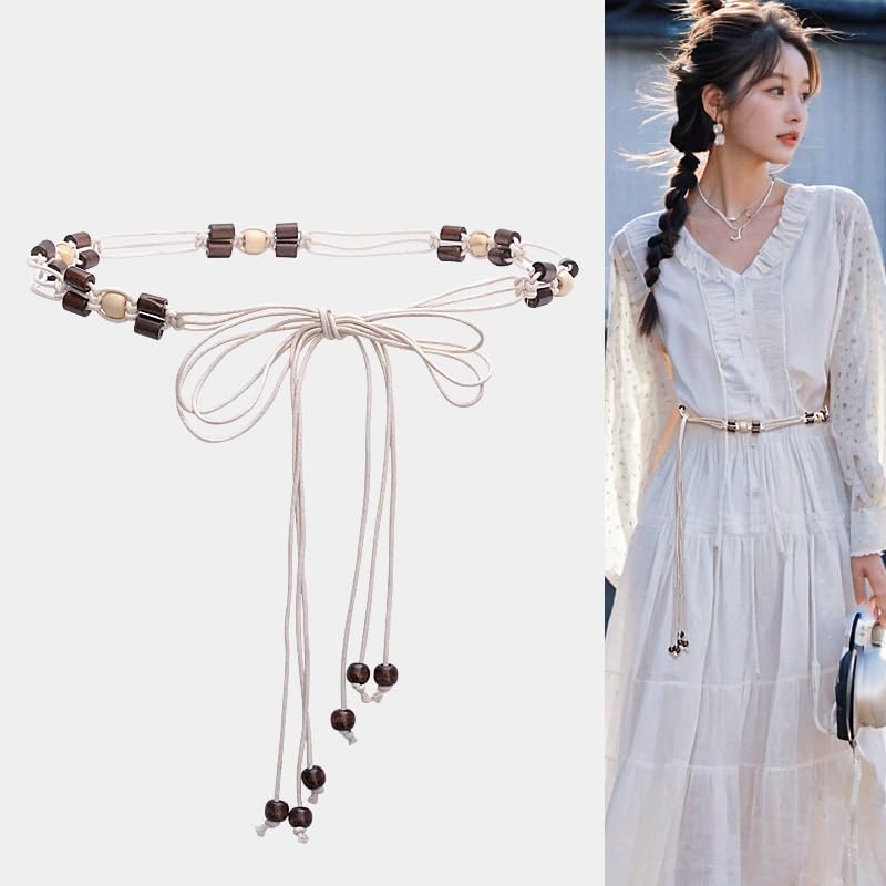 Fabme Women's Belt With Beads Girls Casual Braided Boho Style Rope Decoration Waist, Suitable For Travel Party DIY Art & Craft - Image 3