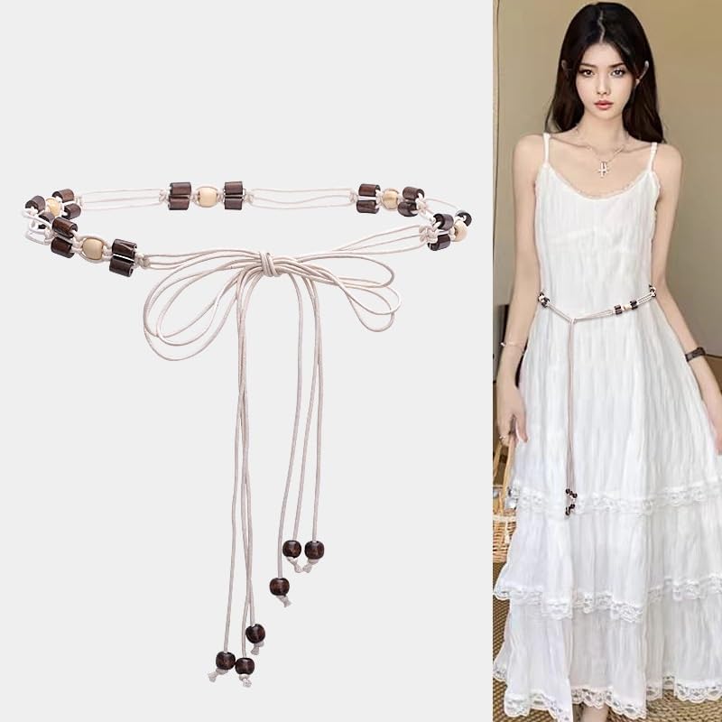 Fabme Women's Belt With Beads Girls Casual Braided Boho Style Rope Decoration Waist, Suitable For Travel Party DIY Art & Craft - Image 4