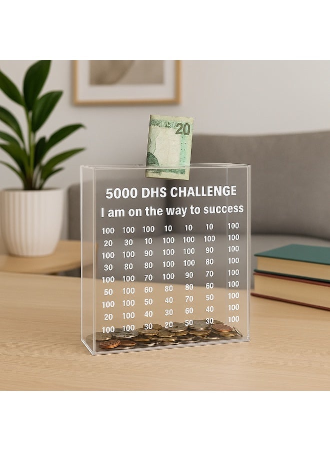 Bayti H.H. Acrylic Money Savings Box with Numerical Challenge Target – Motivational Savings Bank (Clear Small) - Image 5