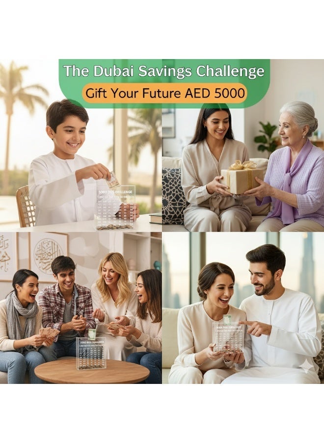 Bayti H.H. Acrylic Money Savings Box with Numerical Challenge Target – Motivational Savings Bank (Clear Small) - Image 2