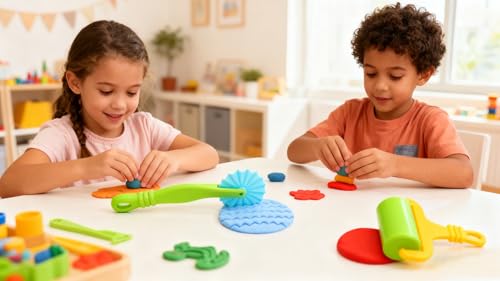 MAGIKON 6Piece Kids Dough Tool Set Colorful ChildSafe Modeling Clay Accessories for Small Hands - Image 5