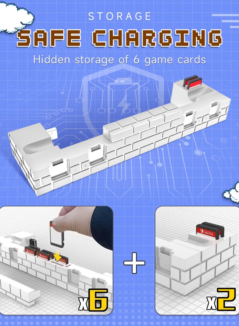 SOLARAE Switch Controller Charging Dock Station Compatible with Nintendo Switch & OLED and Consoles, Switch Dock Charger Station Portable Stand Storage Base for 4 Joycon & 8 Game Slots - Image 3