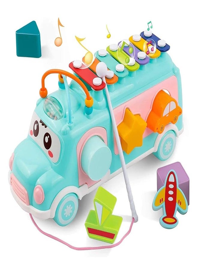 StarAndDaisy Activity Musical Bus School Bus Xylophone Toy for Toddlers, Infant School Bus Toy for Kids , Baby Musical Bus Toys for 1 Year Old, Shape Sorter Push & Pull Educational and Learning Toys - Image 1