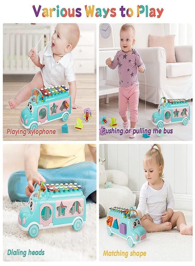 StarAndDaisy Activity Musical Bus School Bus Xylophone Toy for Toddlers, Infant School Bus Toy for Kids , Baby Musical Bus Toys for 1 Year Old, Shape Sorter Push & Pull Educational and Learning Toys - Image 2