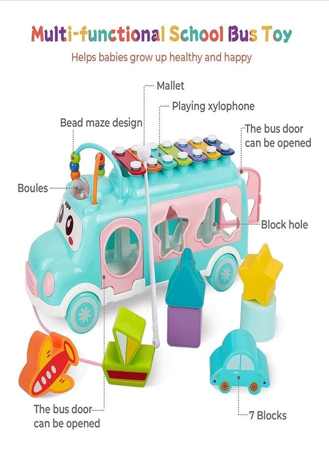 StarAndDaisy Activity Musical Bus School Bus Xylophone Toy for Toddlers, Infant School Bus Toy for Kids , Baby Musical Bus Toys for 1 Year Old, Shape Sorter Push & Pull Educational and Learning Toys - Image 5
