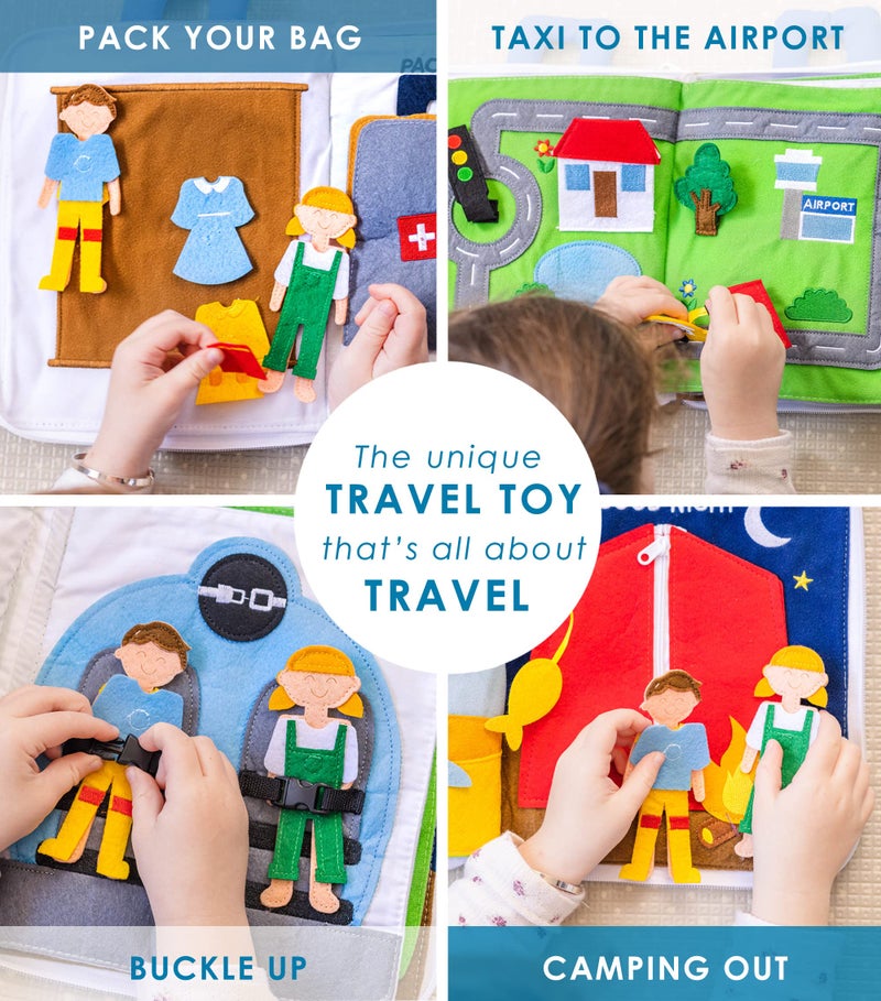 Curious Columbus Quiet Book – Away We Go Busy Book for Toddlers, Montessori Airplane Travel Toy for Preschool and Early Learning - Image 3