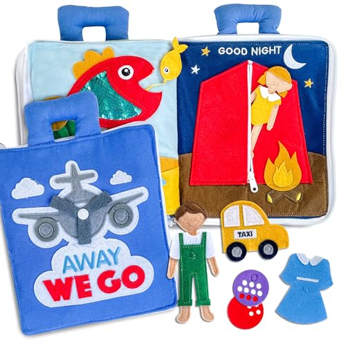 Curious Columbus Quiet Book – Away We Go Busy Book for Toddlers, Montessori Airplane Travel Toy for Preschool and Early Learning - Image 1