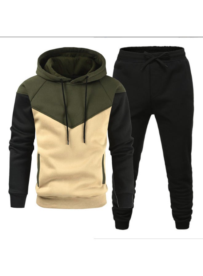 نيو هودي جديد للرجال مجموعة شبابية عصرية رياضية عادية بألوان متباينة مع قلنسوة - Image 1