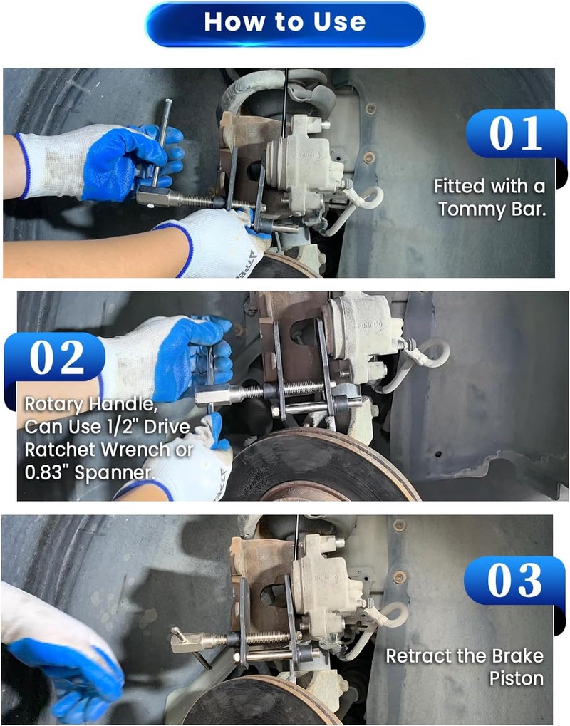 ATP Disc Brake Pad Installation Spreader Caliper Piston Press Steel Spreader Kit Brake Pad Spreader Tool Caliper Piston Tool - Image 5
