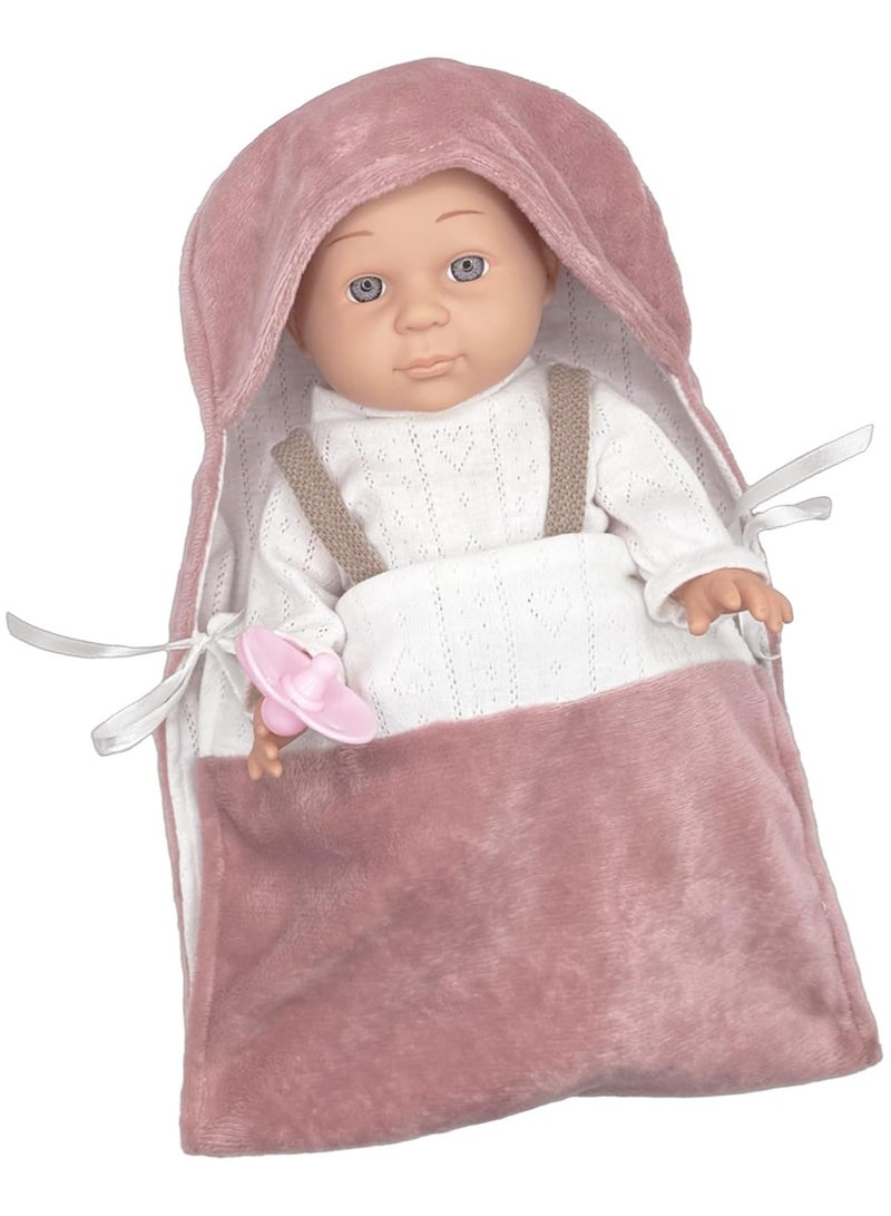 عام دمية طفلة بطول 12 إنش معبأة في صندوق هدايا به لعب ثياب دمية وحقيبة نوم وقبعة ولعب شرب وزجاجة إطعام - Image 4