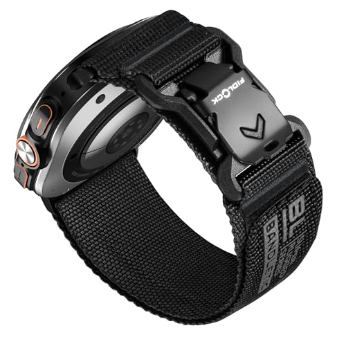 Bandletic حزام Bandletic متوافق مع ساعة سامسونج جالكسي ووتش ألترا 47 مم مع مشبك مغناطيسي Fidlock V، حزام رياضي ناعم من النايلون قابل للتعديل بديل لساعة جالكسي ووتش ألترا للرجال والنساء، كبير، أسود - Image 1