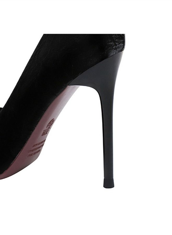 BIGTREE كعب عالٍ معدني كبير ذو لسان ضيق أسود - Image 3