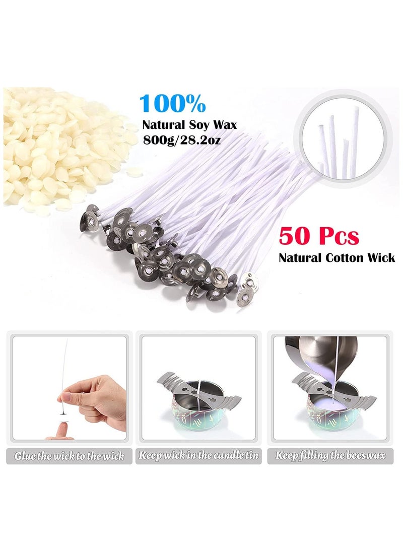 GGEROU - DIY Candle Making Kit,DIY Scented Candles Supplies Crafts Set with 28.2oz Natural Beeswax ,Wax Melting Pot ,Cotton Wicks ,8 Pretty Candle Tins - Image 1