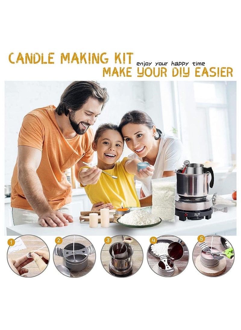 GGEROU - DIY Candle Making Kit,DIY Scented Candles Supplies Crafts Set with 28.2oz Natural Beeswax ,Wax Melting Pot ,Cotton Wicks ,8 Pretty Candle Tins - Image 1