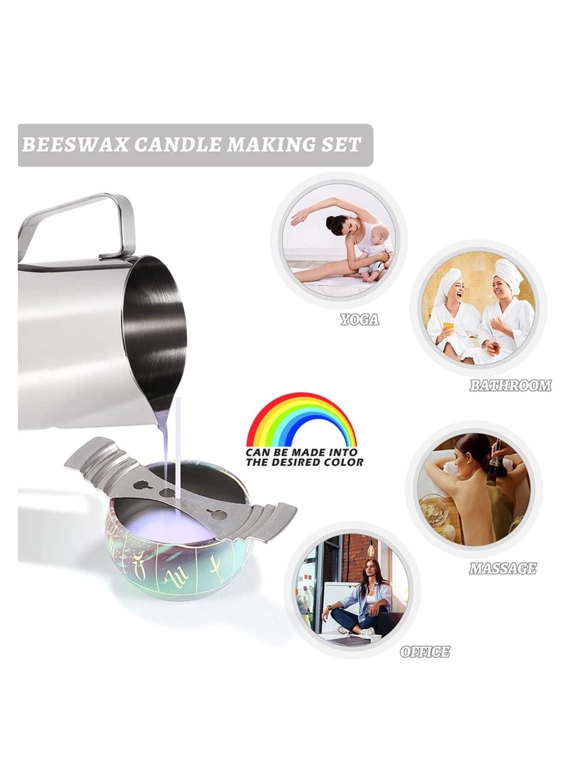 GGEROU - DIY Candle Making Kit,DIY Scented Candles Supplies Crafts Set with 28.2oz Natural Beeswax ,Wax Melting Pot ,Cotton Wicks ,8 Pretty Candle Tins - Image 1