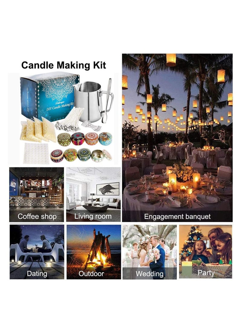 GGEROU - DIY Candle Making Kit,DIY Scented Candles Supplies Crafts Set with 28.2oz Natural Beeswax ,Wax Melting Pot ,Cotton Wicks ,8 Pretty Candle Tins - Image 1