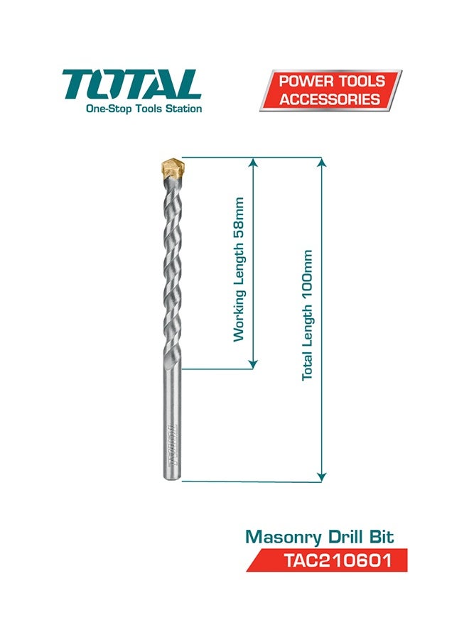 Total Tools TOTAL Industrial Concrete Drill Bit 6x100mm – Pack of 2 | Durable Tungsten Tip | Precision Drilling in Concrete, Brick & Stone | 2-Piece Set  - Image 2