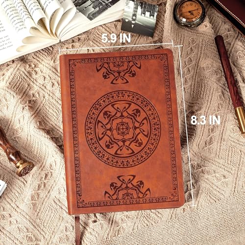 CAGIE Leather Vintage Journal for Men Soft Cover Lined Pages Notebook 180 Lay Flat for Writing Travel Diary, 5.7'' x 8.3'', Brown - Image 4