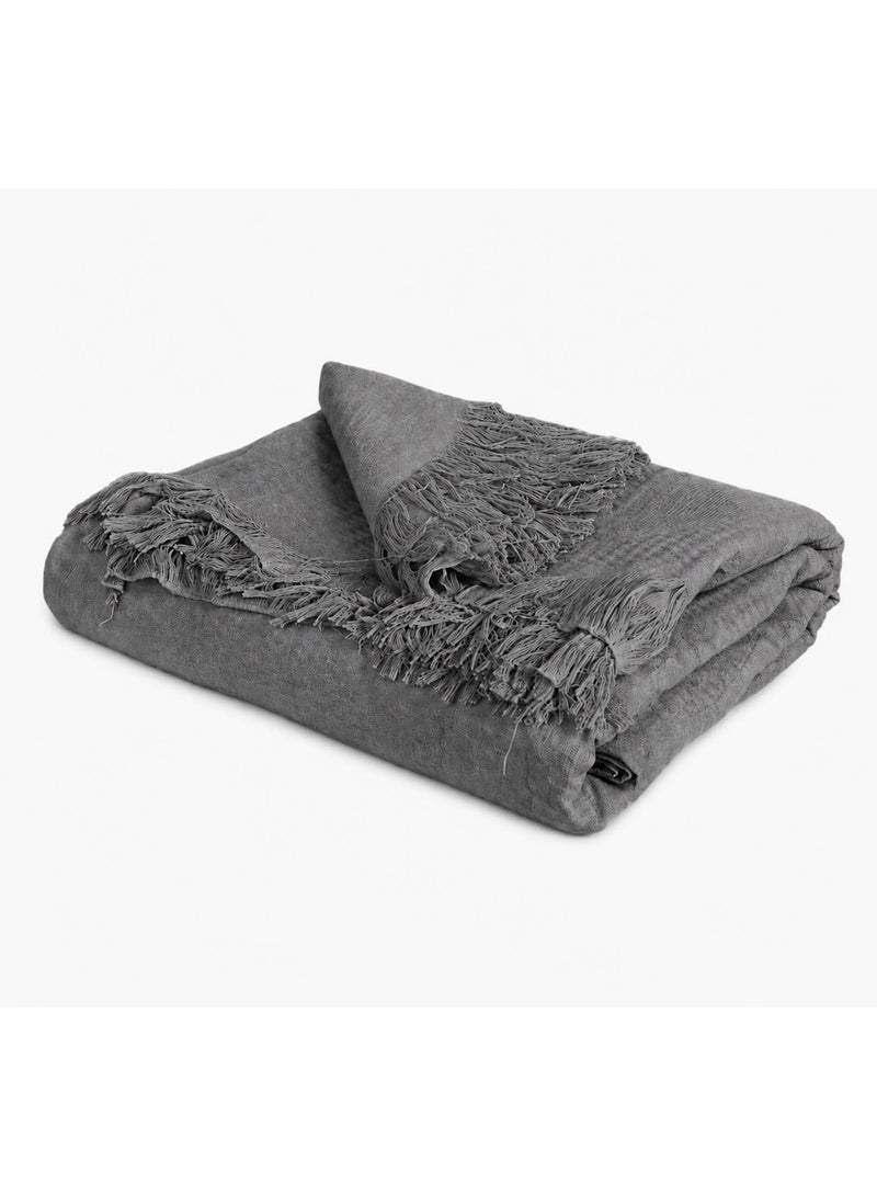 Summer Coverlet 220*240 - Cotton 100%- Dark Gray