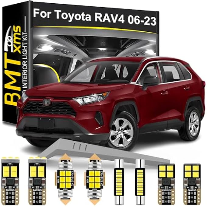 BMT xms طقم إضاءة داخلية LED مكون من 14 قطعة بديلة لسيارة تويوتا راف 4 2006-2023، مصابيح بيضاء باردة 6000 كلفن - Image 1