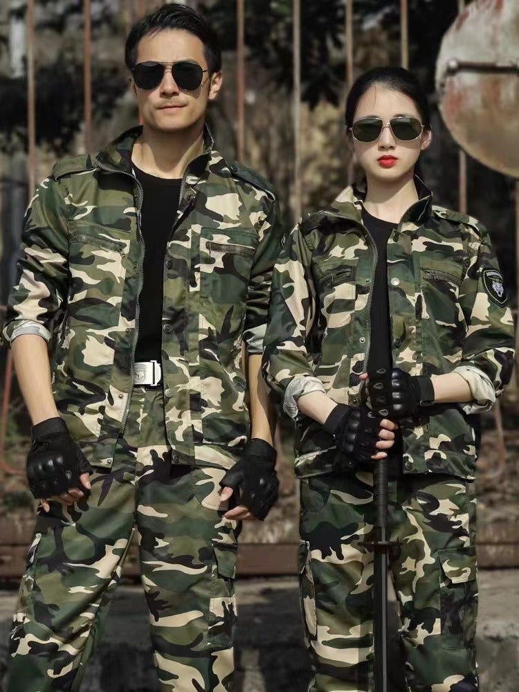 Camouflage work clothes set wear-resistant construction site labor protection clothing spring and summer college students military training camouflage clothing machine repair auto repair tooling Xinlu camouflage suit 