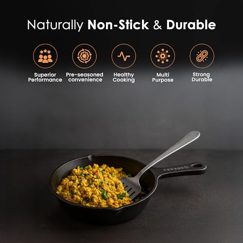 SOLARA Premium Cast Iron Frying Pan 6 Inch/17 Cm with Handle, Naturally Non Stick Fry pan, Very Small Cast Iron Fry Pan, 100% Pure and Toxin-Free Cast- Iron Fish Fry Pan/Skillet, CastIronCookware - Image 3