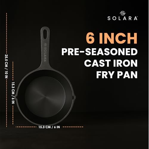 SOLARA Premium Cast Iron Frying Pan 6 Inch/17 Cm with Handle, Naturally Non Stick Fry pan, Very Small Cast Iron Fry Pan, 100% Pure and Toxin-Free Cast- Iron Fish Fry Pan/Skillet, CastIronCookware - Image 2