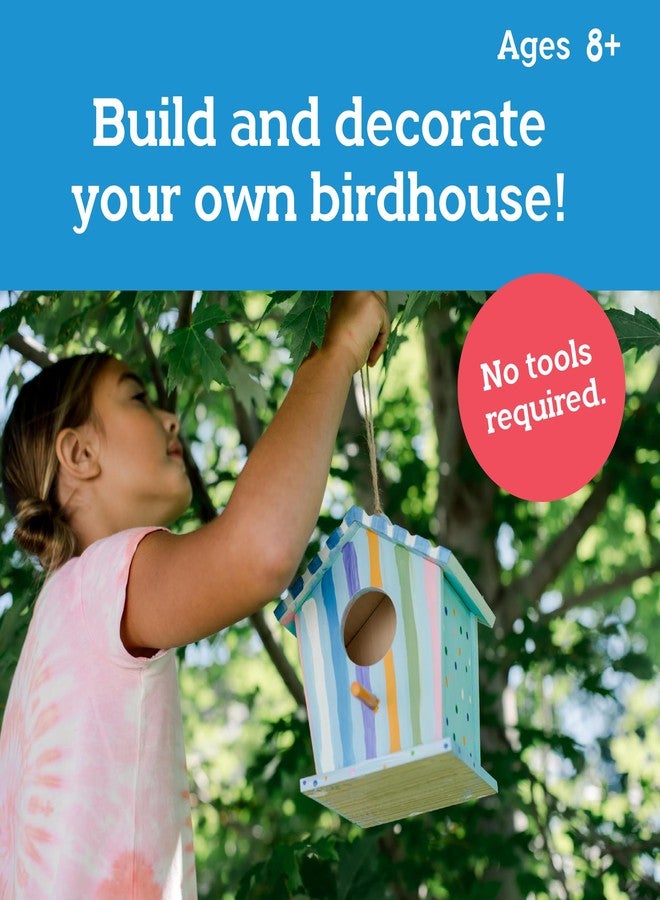 MindWare Make Your Own Birdhouse Kit - Wood Art Kit for Kids - Includes Pre-Cut Wood Pieces and Art Supplies to Assemble and Paint Your Own Bird House - Ages 5 and Up - Image 2