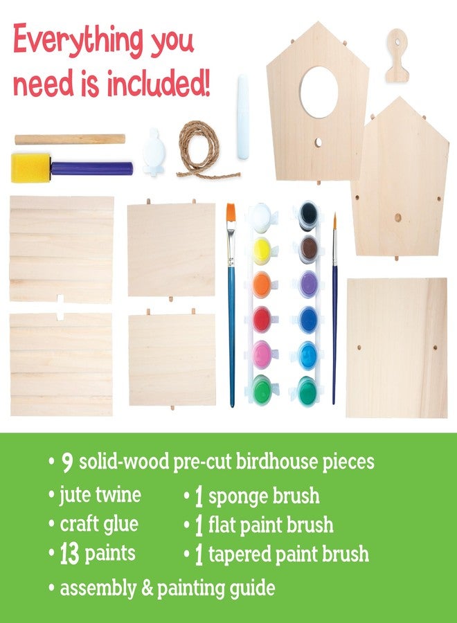 MindWare Make Your Own Birdhouse Kit - Wood Art Kit for Kids - Includes Pre-Cut Wood Pieces and Art Supplies to Assemble and Paint Your Own Bird House - Ages 5 and Up - Image 3