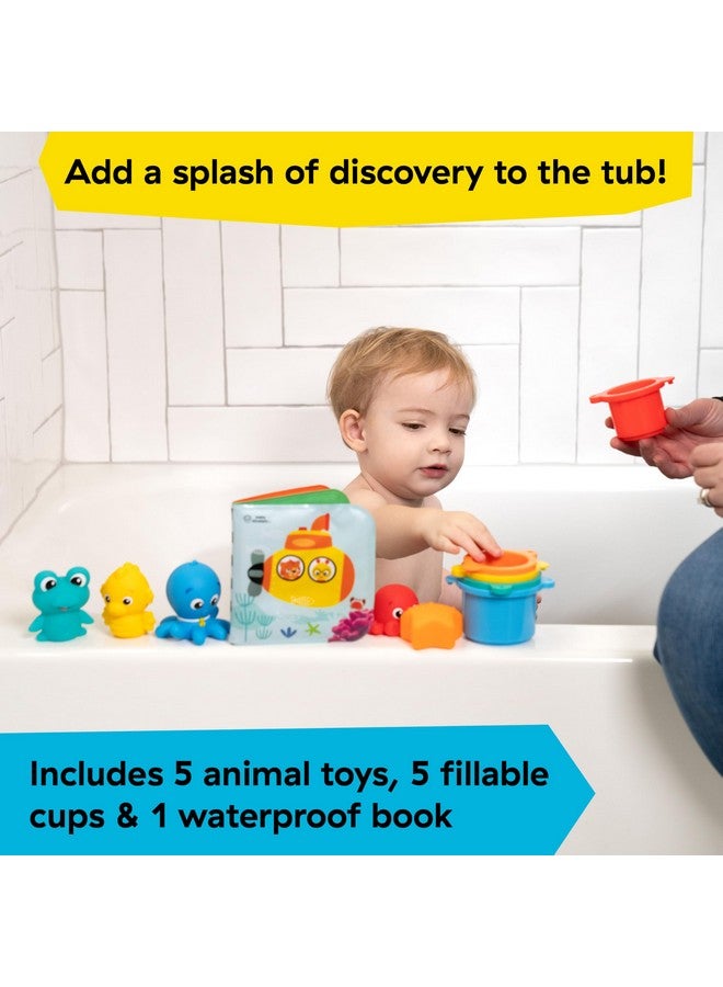 Baby Einstein Ocean Explorers Opus Bath Pals 11-Piece Gift Set, Waterproof Bath Book, Bath Cups, Animal Shape Bath Toys for Baby and Toddler, Ages 3 Months and Up - Image 2