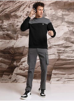 Ketch Color Block Badge Detail Sweatshirt by Styli  - Image 4