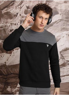 Ketch Color Block Badge Detail Sweatshirt by Styli  - Image 1