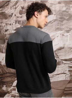 Ketch Color Block Badge Detail Sweatshirt by Styli  - Image 3