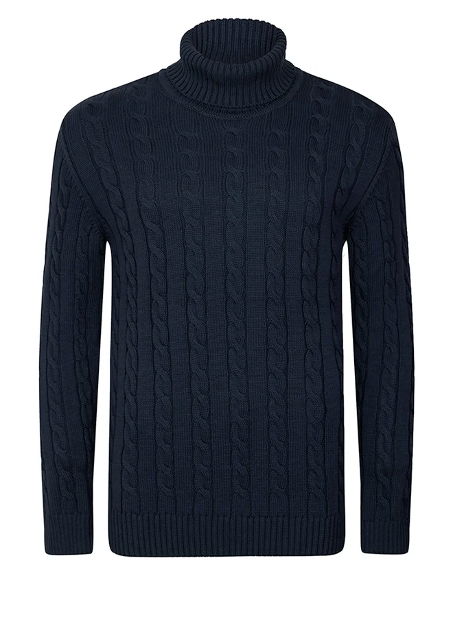 FELIX HARDY Cable Knit Turtleneck Pullover