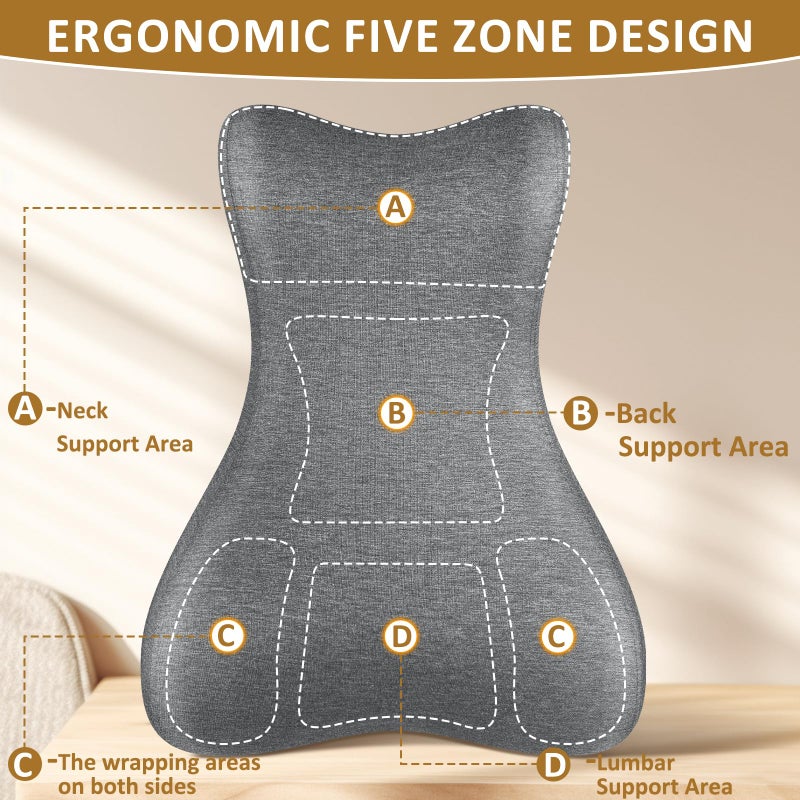 JIPORIER Reading Pillow for Bed,Ergonomic Wedge Pillow Headboard,Memory Foam Back Support Pillow for Bed Sitting Up Adult Sleeping,Wedge Headboard Pillow for Sleep Apne on Bedrest Couch Floor,Grey - Image 4