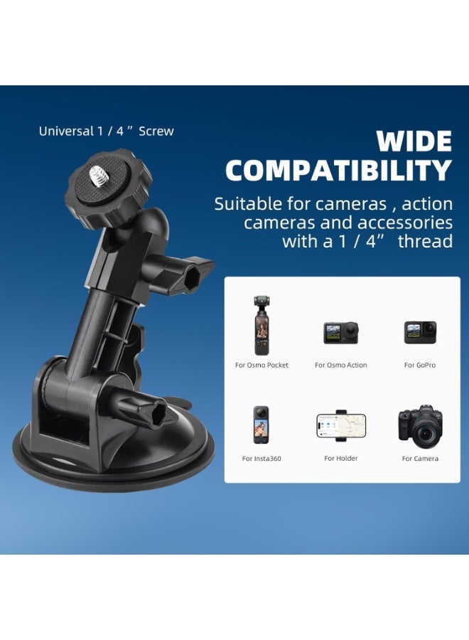 Pocket 3 Suction Cup Mount, Windshield Window Dash Holder Kit with Expansion Adapter for Insta360 X3 X4 X2 Go 3S for GoPro Max Mini Hero 12 11 10 9 8 7 6 5 Pocket 3 2 Action 3 4 Accessories - Image 2