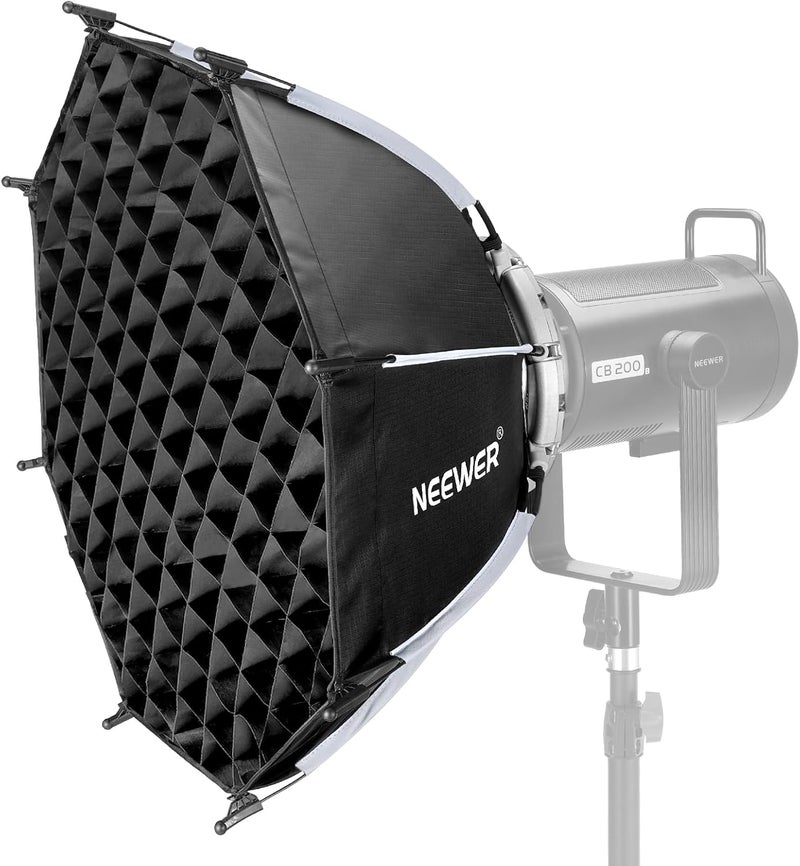 22"/55cm Octagonal Softbox, Quick Release Bowens Mount Softbox with Honeycomb Grid, Light Diffusers, Bag for RGB CB60 CB60B CB200B MS60B MS60C MS150B S101-300W/400W Pro Vision 4 Q4, NS22P - Image 1