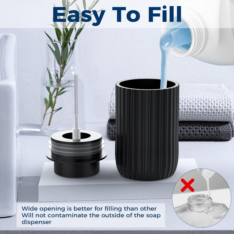 Pososto Ceramic Foaming Hand Soap Dispenser 2Pack 12 Oz Bathroom Soap Dispenser  Lotion Dispenser For Kitchen  Refillable Matte Streaks Soap Dispenser With Large Pump (Black-2Pack) - Image 3