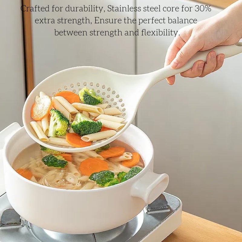 Armrouns Extra Large Skimmer Slotted Spoon, 14.5 inch Silicone Strainer Skimmer Ladle Spoon Spider for Cooking and Frying, Pasta Strainer Spoon Frying Kitchen Cooking Colander - Image 3