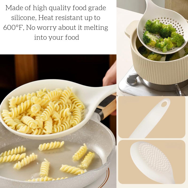 Armrouns Extra Large Skimmer Slotted Spoon, 14.5 inch Silicone Strainer Skimmer Ladle Spoon Spider for Cooking and Frying, Pasta Strainer Spoon Frying Kitchen Cooking Colander - Image 4