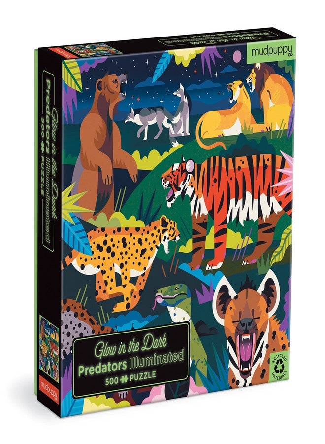 MudPuppy Predators Illuminated 500 Piece Glow in the Dark Puzzle - Image 1