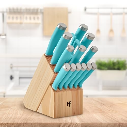 Hampton Forge Epicure True Aqua Knife Block Set, 15 Piece - Image 3