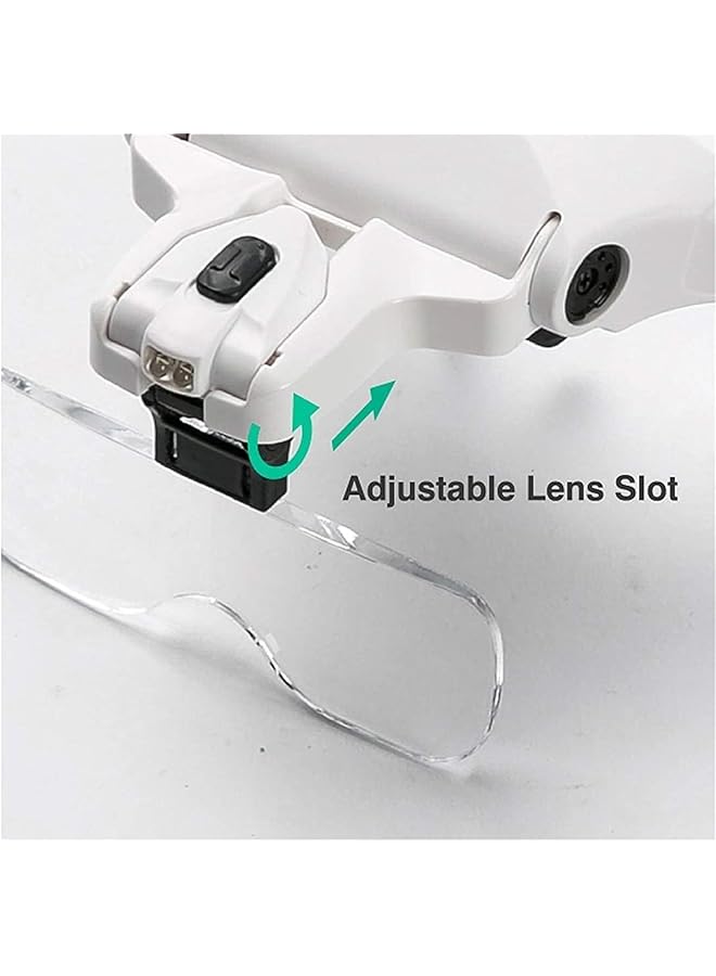 HALAMODO Magnifying Glasses Head Mount Magnifier with LED Light 1x 1.5x 2x 2.5x 3.5x Lens for Close Up Work Watch Cross Stitch Jewelry or Reading Aid with Headband - Image 4