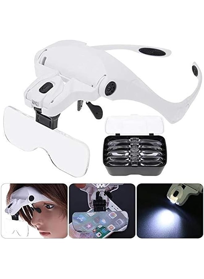 HALAMODO Magnifying Glasses Head Mount Magnifier with LED Light 1x 1.5x 2x 2.5x 3.5x Lens for Close Up Work Watch Cross Stitch Jewelry or Reading Aid with Headband - Image 2