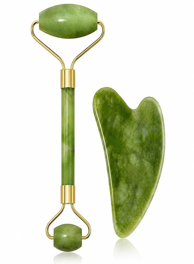 ANTIL'S Jade Roller and Gua Sha Stone Set – Face Massage Roller for Skin Tightening, Puffiness Reduction & Wrinkle Care | Improves Elasticity | Beauty Tool for Women & Men - Image 1