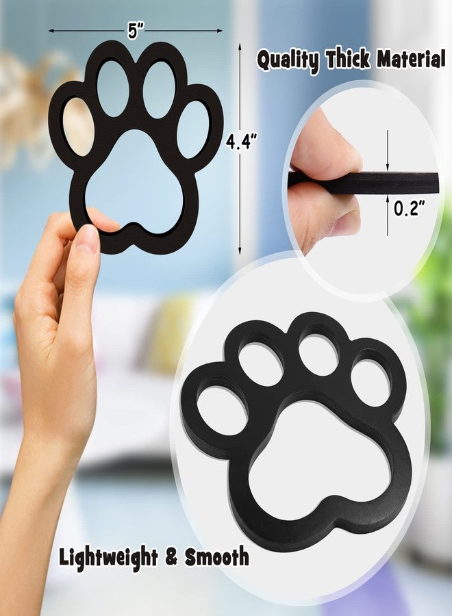 Xylolfsty Dog Room Decor Paw Prints Wood Wall Art Dog Lovers Gifts Puppy Decorations Signs for Home Kitchen Bathroom Bedroom BLACK 4PCS - Image 2