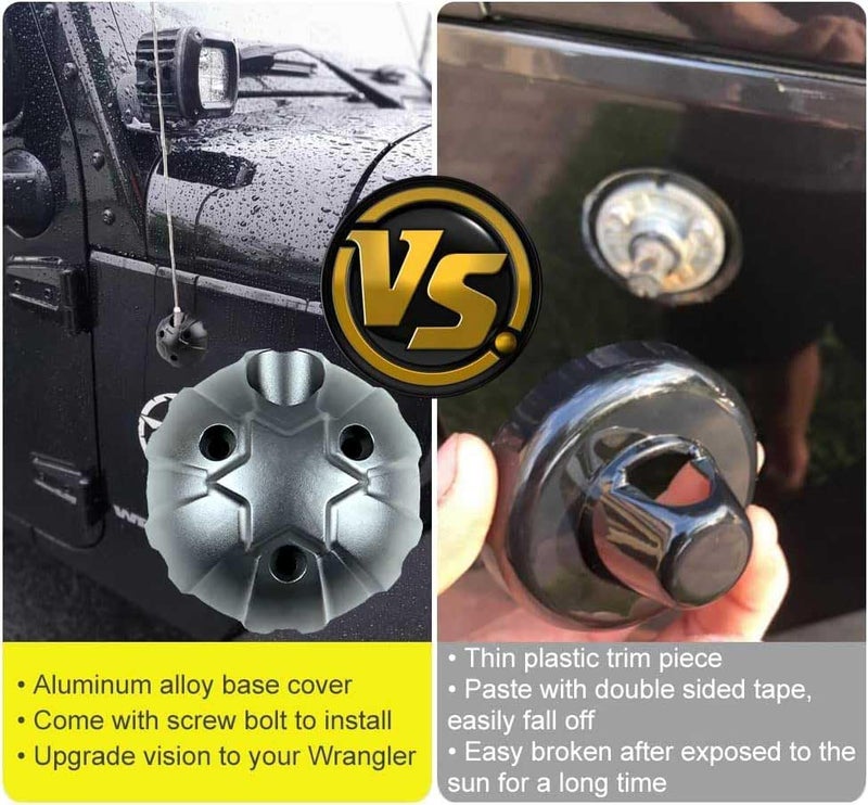 Samman Aluminum Antenna Base Cover for Jeep Wrangler JK JKU JL JLU Gladiator JT (Black) - Image 3